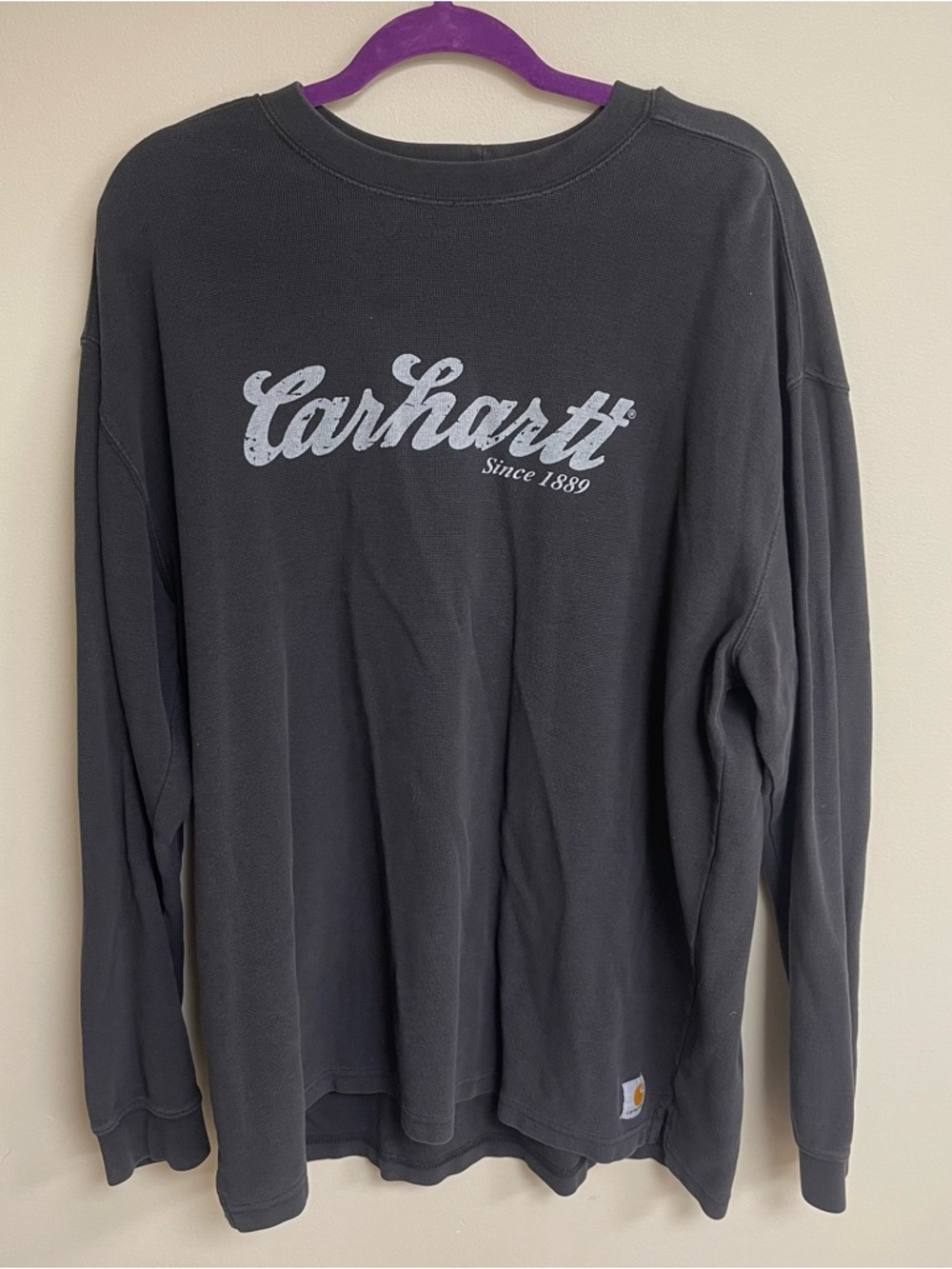 Carhartt Shirt Men's XL Black 100% Cotton Crewneck Long Sleeve